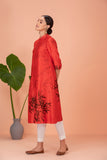 RED SILK CHANDERI PRINTED TUNIC (1 PC)