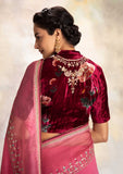 HOT PINK EMBROIDERED SAREE SET (3 PCS)