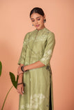 GREEN SILK CHANDERI PRINTED TUNIC (1 PC)