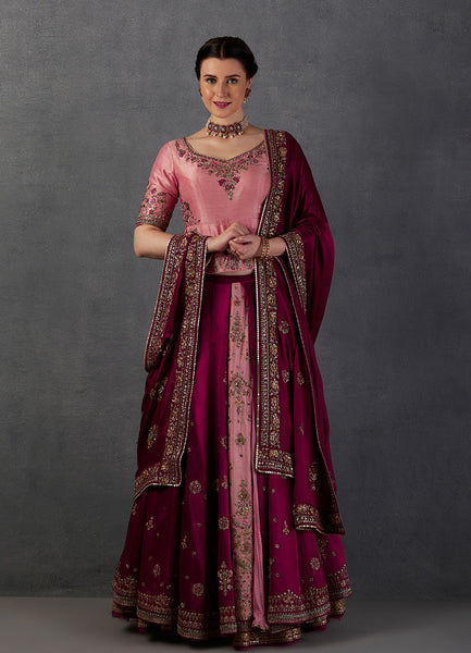 FALSA DOUBLE LAYERED EMBROIDERED LEHENGA SET ( FB-01A)