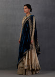 INDIGO SILK VELVET EMBROIDERED DUSHALA ( DUS-24)