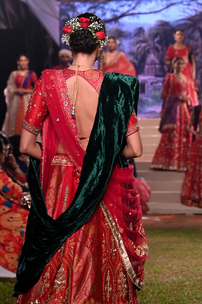 EMERALD GREEN VELVET EMBROIDERED DUSHALA (DUS-93)