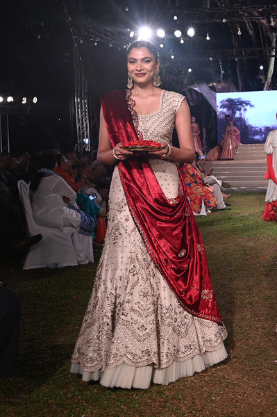 MAROON SILK VELVET EMBROIDERED DUSHALA (DUS-65)