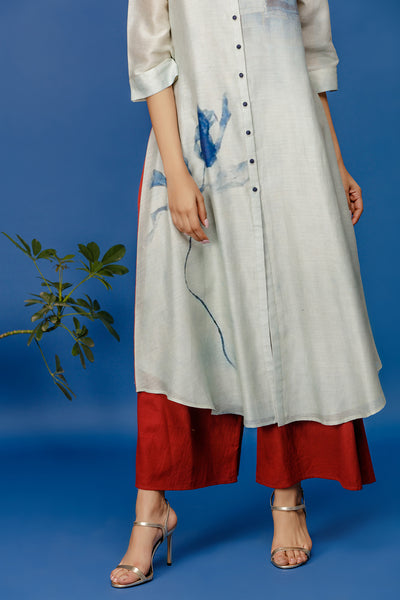 WHITE ABSTRACT PRINTED TUNIC (1 PC)