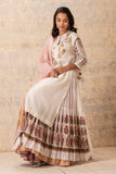 IVORY CHANDERI FOIL PRINTED & EMBROIDERED KURTA SET ( NR-05 )