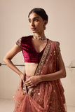 Old rose and ruby embroidered lehenga  (E-28/TL-123)