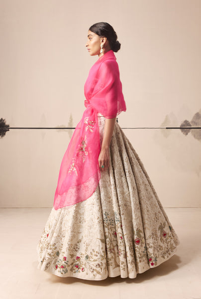 Ivory embroidered lehenga set (E-25/TL-118)