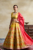 YELLOW HEAVY EMBROIDERED LEHENGA SET (FB-33)