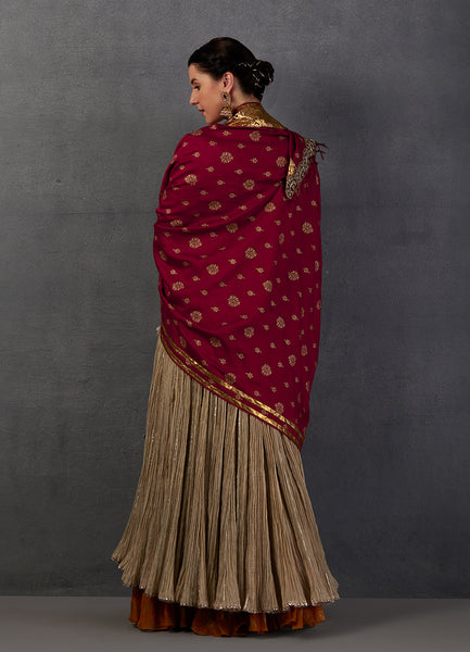 RED GEORGETTE TUSSAR PRINTED GOTA DUPATTA (RH-22/DUP)