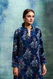 BLUE SILK VELVET EMBROIDERED TUNIC (1 PC)