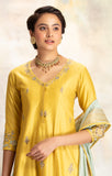YELLOW ZARDOZI EMBROIDERED KURTA WITH MINT SHARARA (BRM-30S)