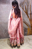 OLD ROSE SILK CHANDERI LOTUS PRINTED ANARKALI SET (3 PCS)