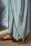 AQUA BLUE EMBROIDERED KURTA SET (3 PCS)