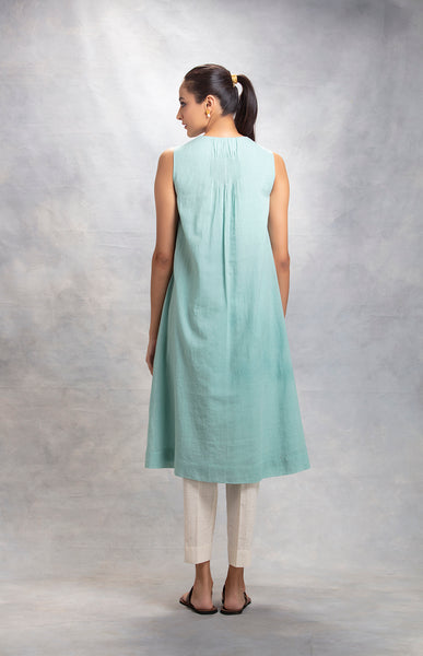 Aqua Victorian Chintz Printed Jacket With Tunic ( LW-03 )