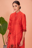 RED SILK CHANDERI PRINTED TUNIC (1 PC)