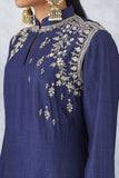 Eye Catching Navy Blue With Maroon Ombre Embroidered Kurta With Churidar ( NAAZ-06 )