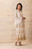 IVORY CHANDERI CHINAR BOOTA PRINTED & EMBROIDERED ANARKALI SET ( NR-07A )