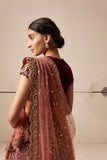 Old rose and ruby embroidered lehenga  (E-28/TL-123)