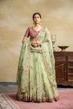MINT TULLE HEAVY EMBROIDERED LEHANGA SET ( SK -16A )