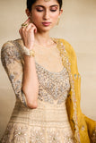 YELLOW SILK ORGANZA EMBROIDERED DUPATTA ( FB-38A)