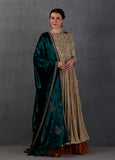 GREEN SILK VELVET EMBROIDERED DUSHALA ( DUS-54 )