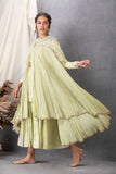 PISTA GREEN CRINKELED JACKET WITH DRESS (BV-04)