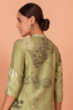 GREEN SILK CHANDERI PRINTED TUNIC (1 PC)