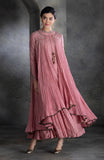 DUSTY PINK CHANDERI & COTTON FLORAL EMBROIDERED ANGRAKHA SET  (BV-04)