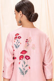 ONION PINK PRINTED & EMBROIDERED KURTA WITH MATCHING COTTON PANTS (ALY-01A)