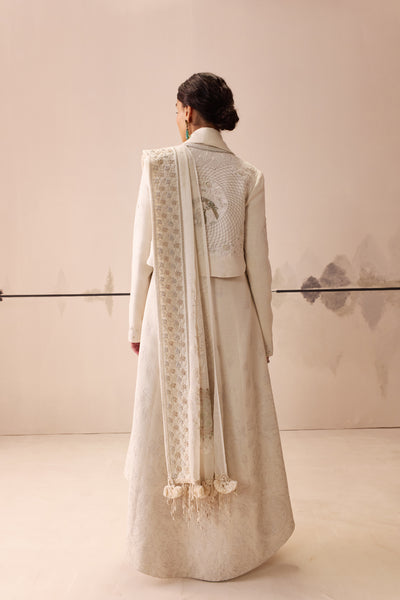 IVORY EMBROIDERED SAREE SET (3 PCS)