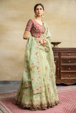 MINT TULLE HEAVY EMBROIDERED LEHANGA SET ( SK -16A )