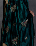 GREEN SILK VELVET EMBROIDERED DUSHALA ( DUS-54 )