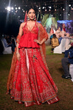 Red double layered embroidered lehenga set (FB-03, FB-05)