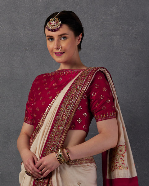 TOOSH BANDHANI EMBROIDERED SAREE SET ( KASH-03 )