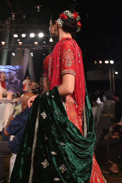 EMERALD GREEN VELVET EMBROIDERED DUSHALA (DUS-93)