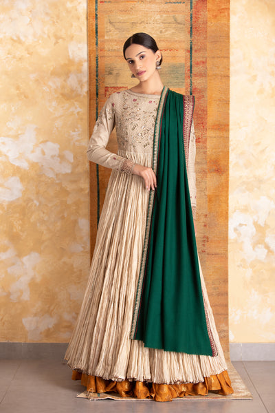 Emerald woolen Pashmina zardozi embroidered dushala ( SHAWL-01 )