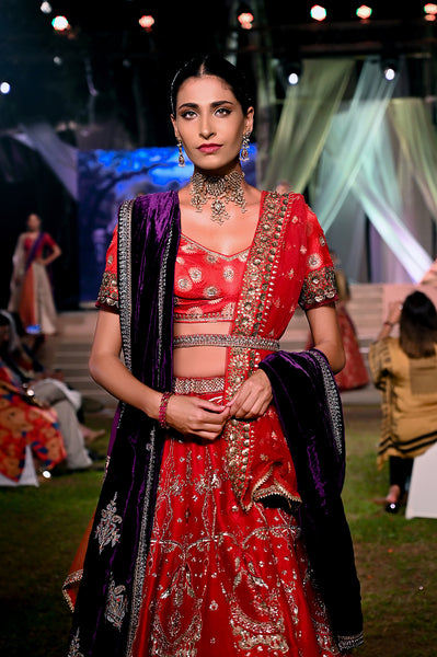 PURPLE VELVET EMBROIDERED DUSHALA (DUS-92)