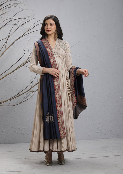 NAVY BLUE SILK EMBROIDERED DUSHALA (DUS-55)
