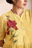 Lemon yellow rosemary printed tiered dress  ( HB-01 )