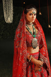 Royal & Exquisite Sindoori Red Embroidered Lehanga Set (JP-54A)