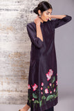 BLACK SILK CHANDERI LOTUS PRINTED TUNIC (1 PC)