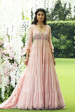 BLUSH CHIFFON EMBROIDERED TIERED ANARKALI SET (KK-44A/SK-32)