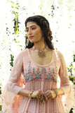 BLUSH CHIFFON EMBROIDERED TIERED ANARKALI SET (KK-44A/SK-32)