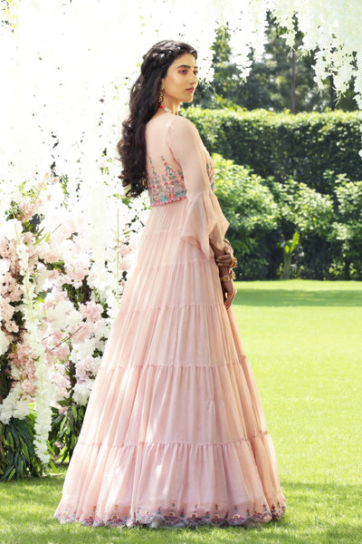 Graceful Blush Embroidered Tiered Anarkali Set (KK-44A/SK-32)