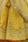 MUSTARD GOTA PATTI EMBROIDERED SILK LEHENGA SET (2 PCS)