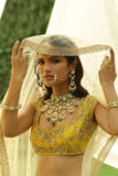 MUSTARD GOTA PATTI EMBROIDERED SILK LEHENGA SET (2 PCS)