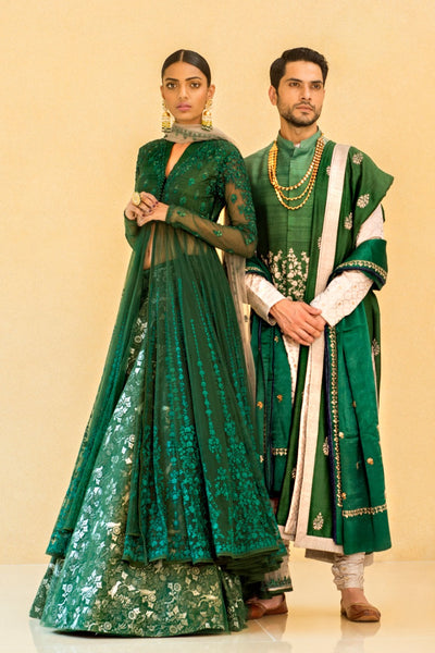 EYE CATCHING EMERALD GREEN ANARAKALI SET ( ALW-21 )