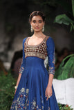 PERSIAN BLUE EMBROIDERED SILK DUPION ANARKALI SET