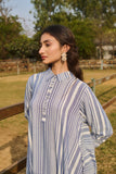 BLUE AND WHITE COTTON STRIPE ASYMMETRIC SHIRT STYLE TUNIC (CM-02/TNC)