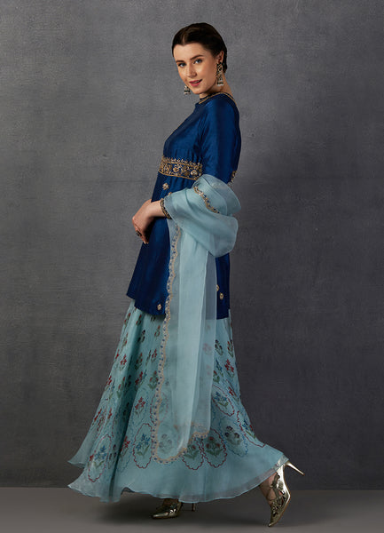 BLUE EMBROIDERED SHARARA SET (MK-06)